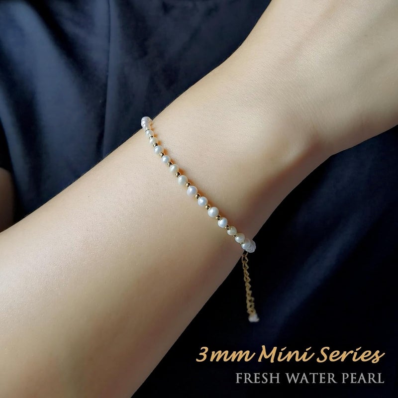 Morchic 3mm Tiny Beads Natural Gemstone Bracelet for Women, Adjustable 7.1" Energy Gem Charm Jewelry, Dainty Handmade Birthday Gift - Image 4